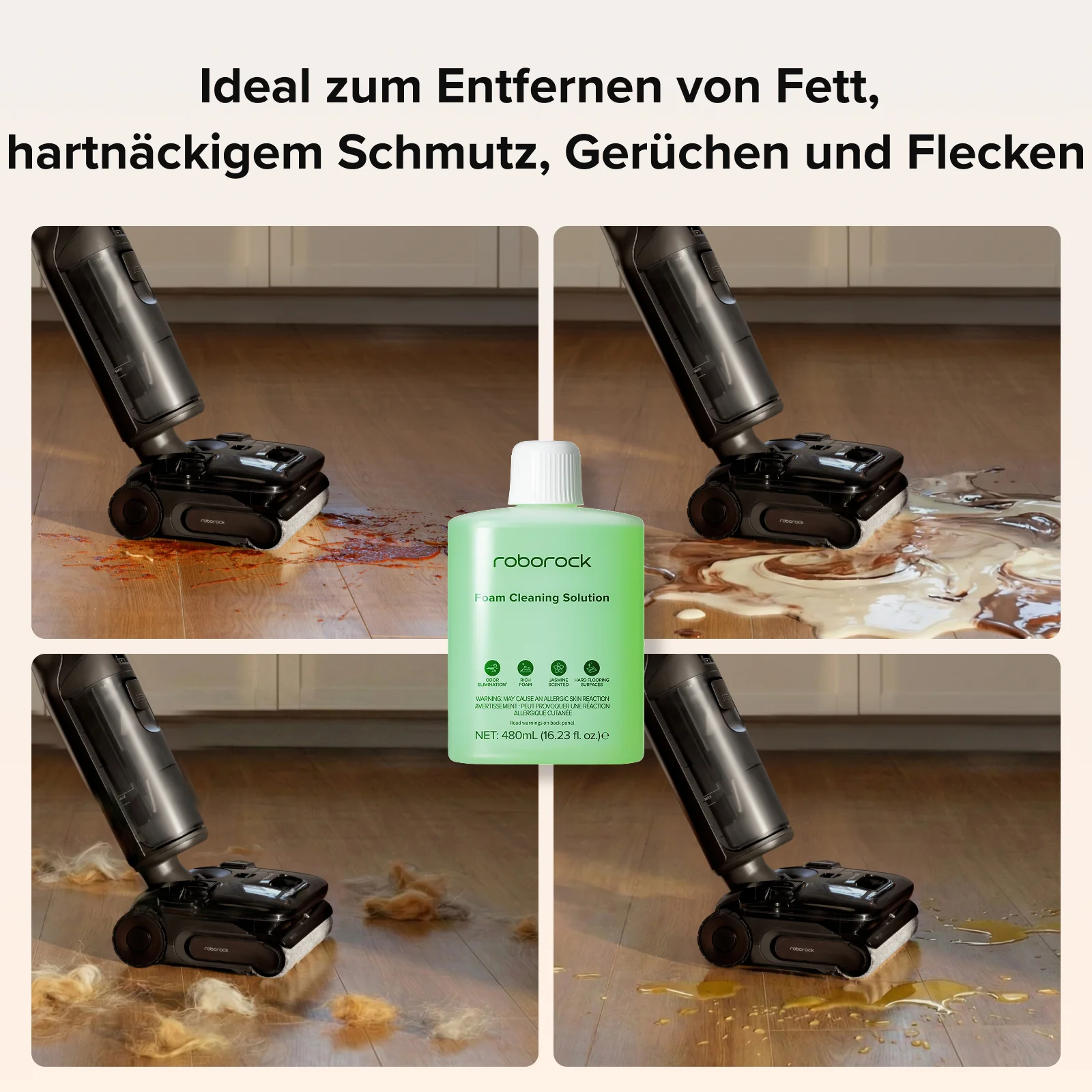 480ml Boden-Schaum-Reinigungslösung – Kompatibel mit dem Roborock F25 ACE Pro Nass-Trocken-Staubsauger, Formel mit geringem Rückstand - Image 4