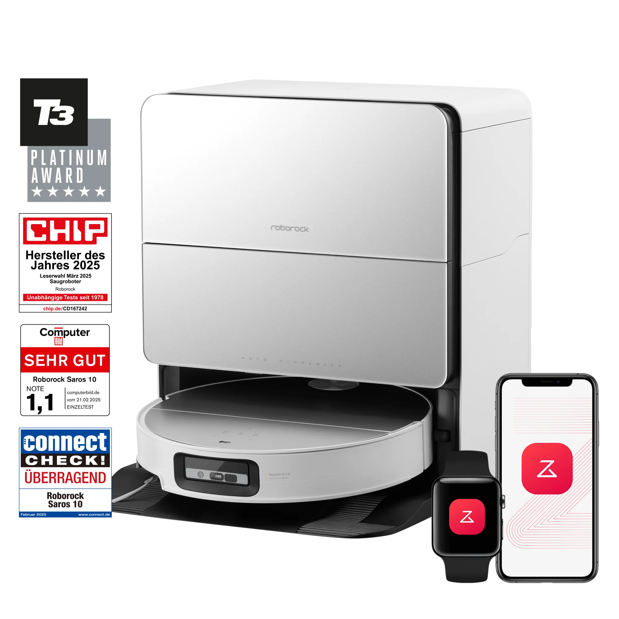 Roborock Saros 10 Saugroboter mit Dual Anti-Tangle System (verbessert von S8 MaxV Ultra)